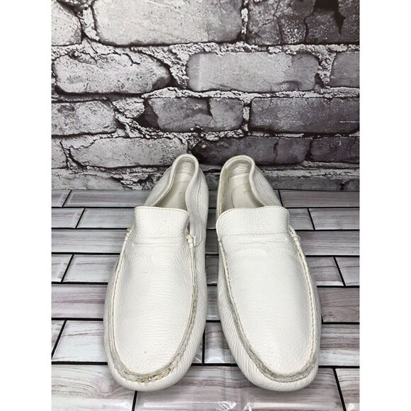 Baldinini White Leather Casual Penny Loafers Driving Shoes Men’s Sz 42EU/9M US main image 13